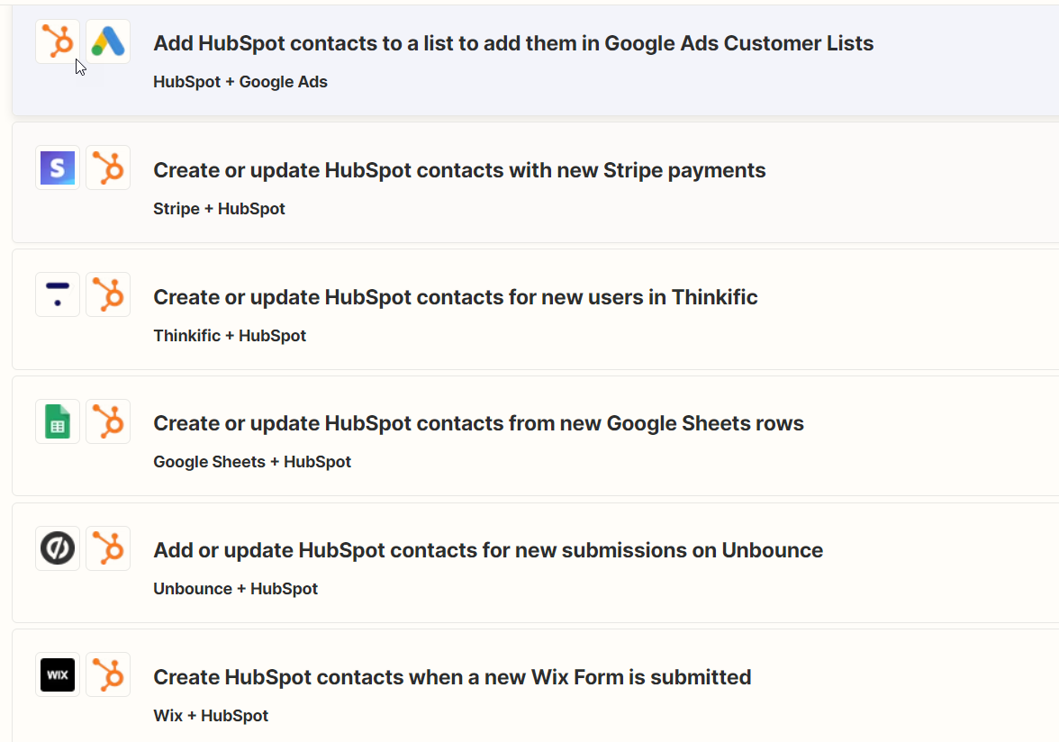 Zaps for HubSpot and Zapier 9